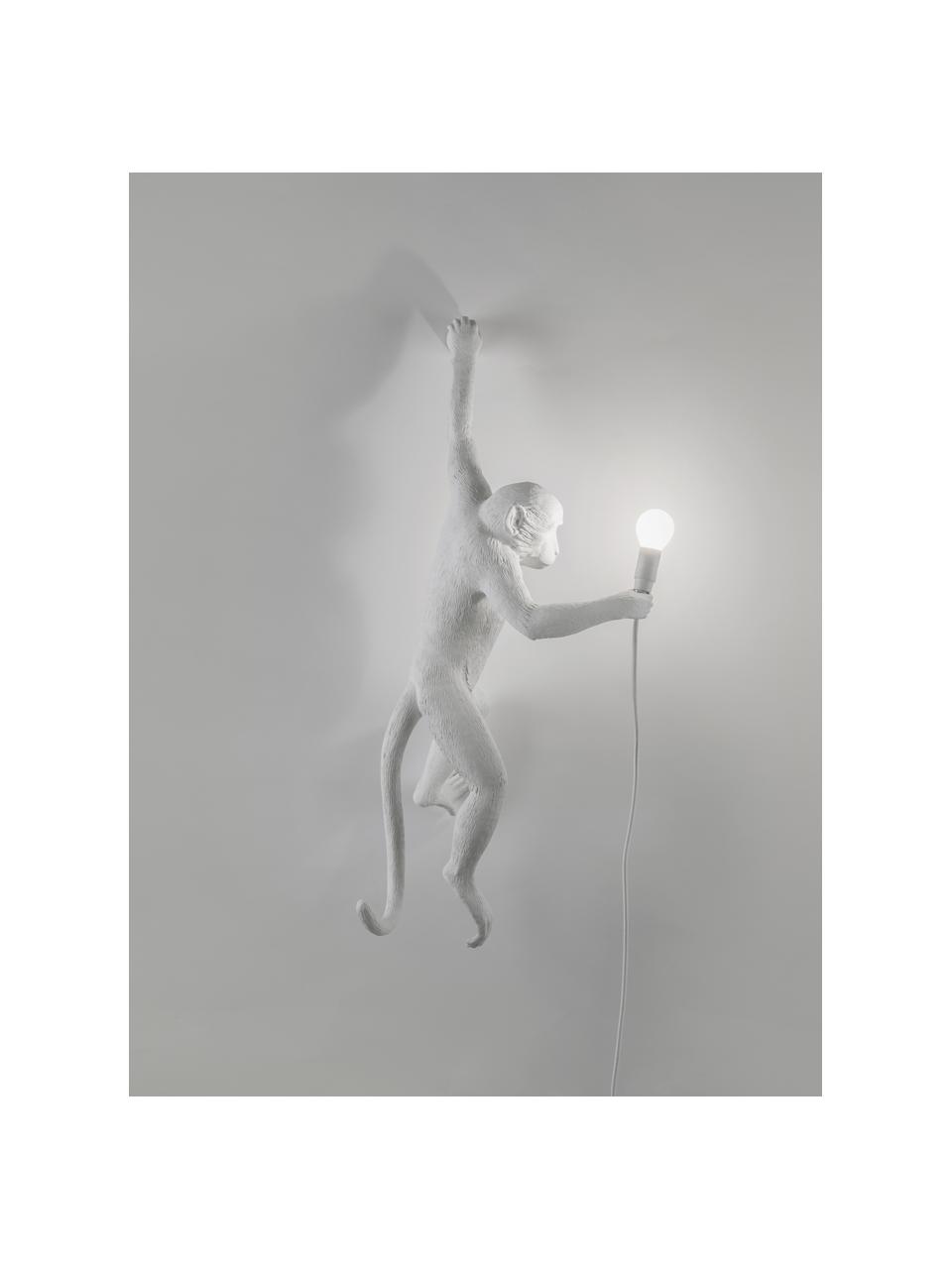 Applique di design Monkey, Lampada: resina sintetica, Bianco, Larg. 37 x Alt. 77 cm
