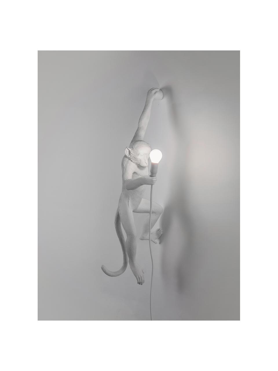 Applique murale LED Monkey, Blanc, larg. 37 x haut. 77 cm