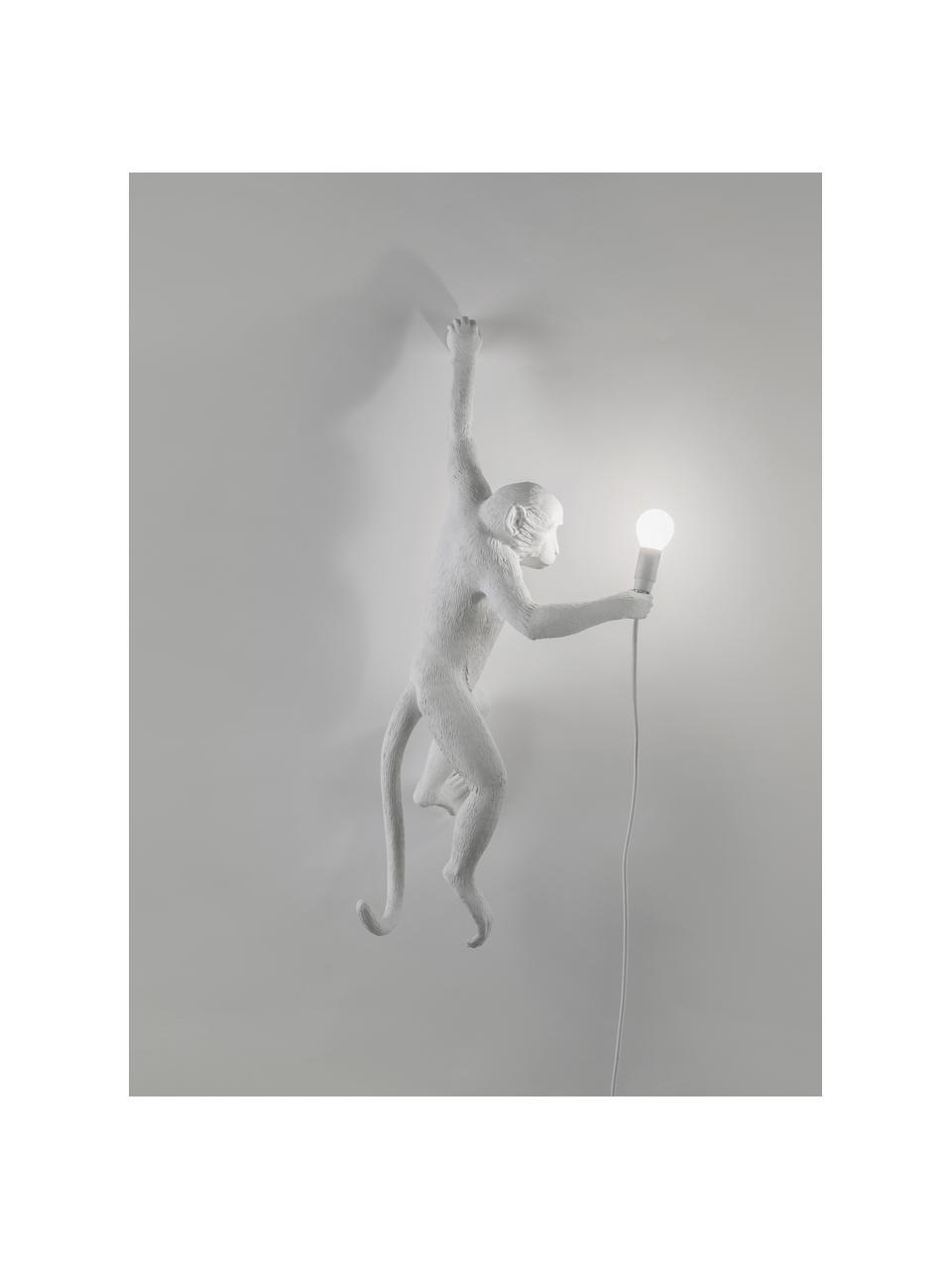 Applique murale LED Monkey, Blanc, larg. 37 x haut. 77 cm