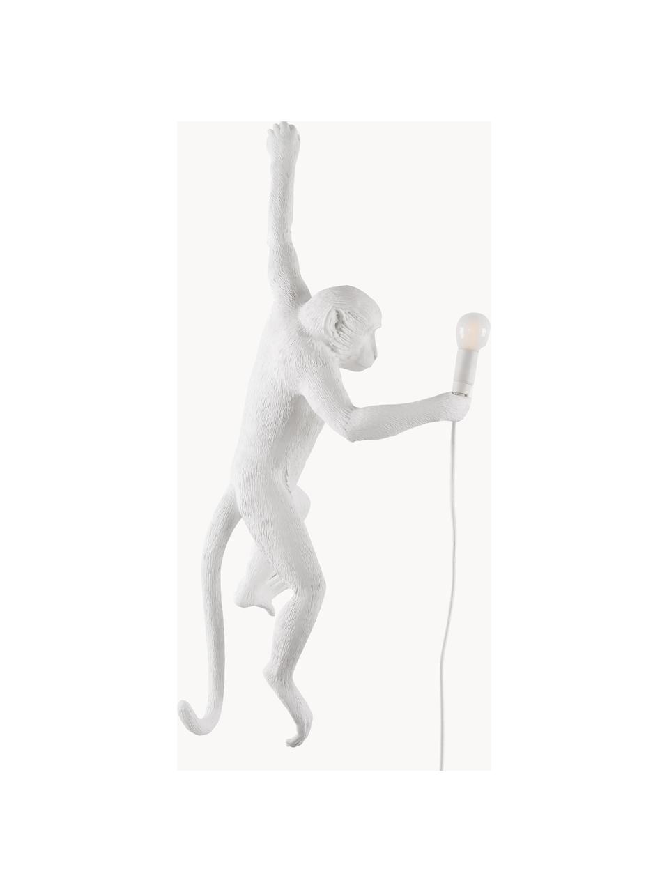 Aplique de diseño Monkey, Lámpara: resina sintética, Fijación: resina sintética, Cable: plástico, Blanco, An 37 x F 77 cm