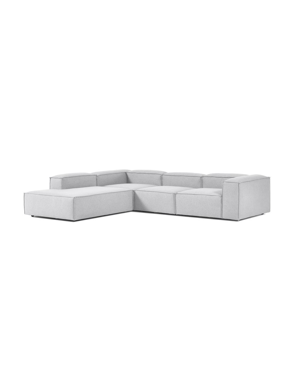 Sofá rinconera modular grande Lennon, Tapizado: 100% poliéster Alta resis, Estructura: madera de pino maciza, ma, Patas: plástico, Tejido gris claro, An 329 x Al 68 cm, chaise longue derecha