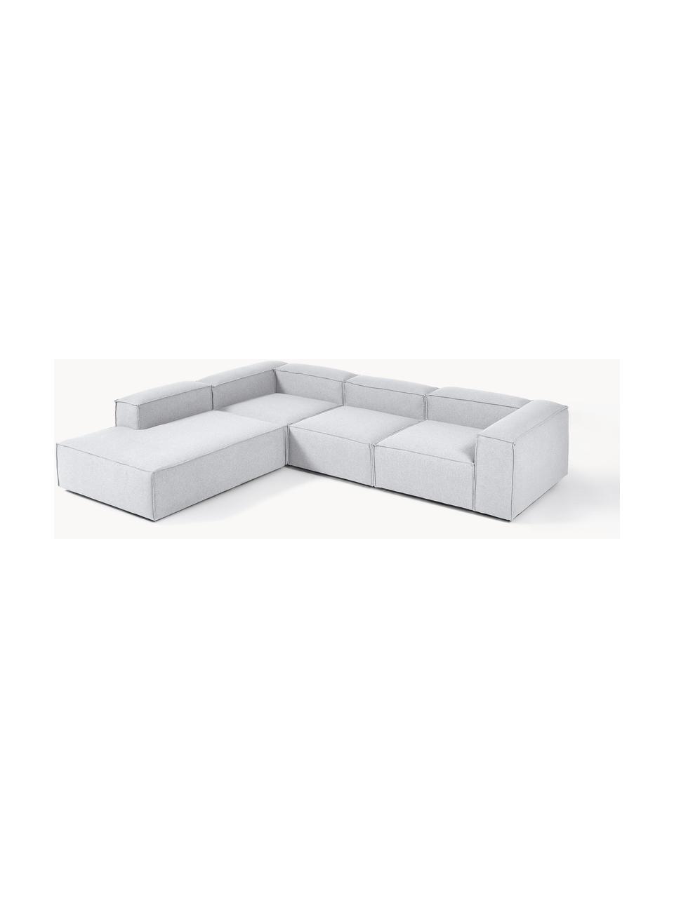 Modulares XL-Ecksofa Lennon, Bezug: 100 % Polyester Der strap, Gestell: Massives Kiefernholz FSC-, Füße: Kunststoff, Webstoff Grau, B 329 x T 269 cm, Eckteil rechts