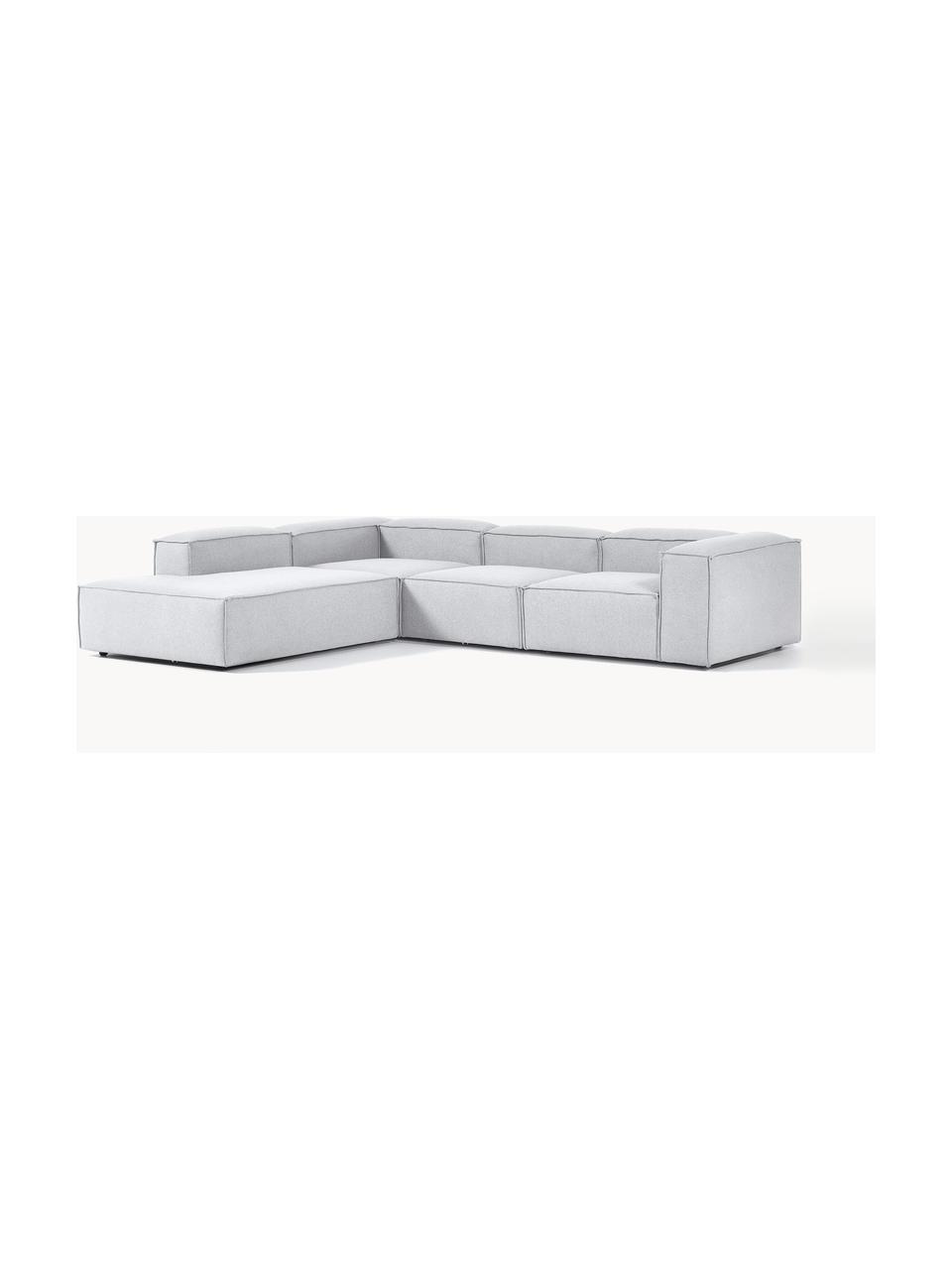 Modulares XL-Ecksofa Lennon, Bezug: 100 % Polyester Der strap, Gestell: Massives Kiefernholz, Spe, Füße: Kunststoff Dieses Produkt, Webstoff Grau, B 329 x T 269 cm, Eckteil rechts