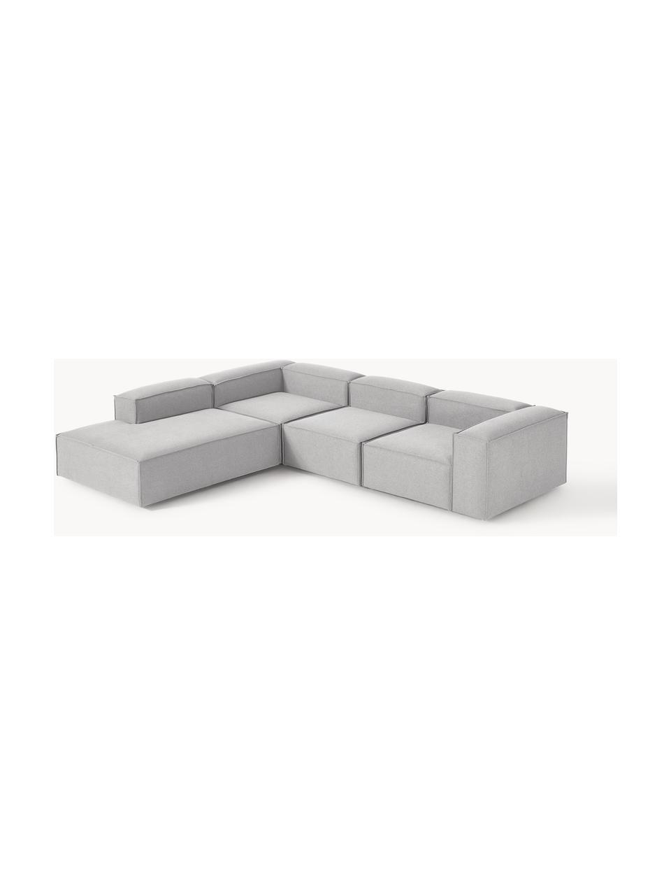 Sofá rinconera modular grande Lennon, Tapizado: 100% poliéster Alta resis, Estructura: madera contrachapada de p, Patas: plástico Este producto es, Tejido gris, An 329 x F 269 cm, chaise longue derecha