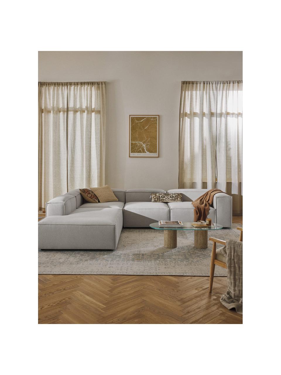 Canapé d'angle XL modulable Lennon, Tissu gris, larg. 329 x prof. 269 cm, méridienne à droite