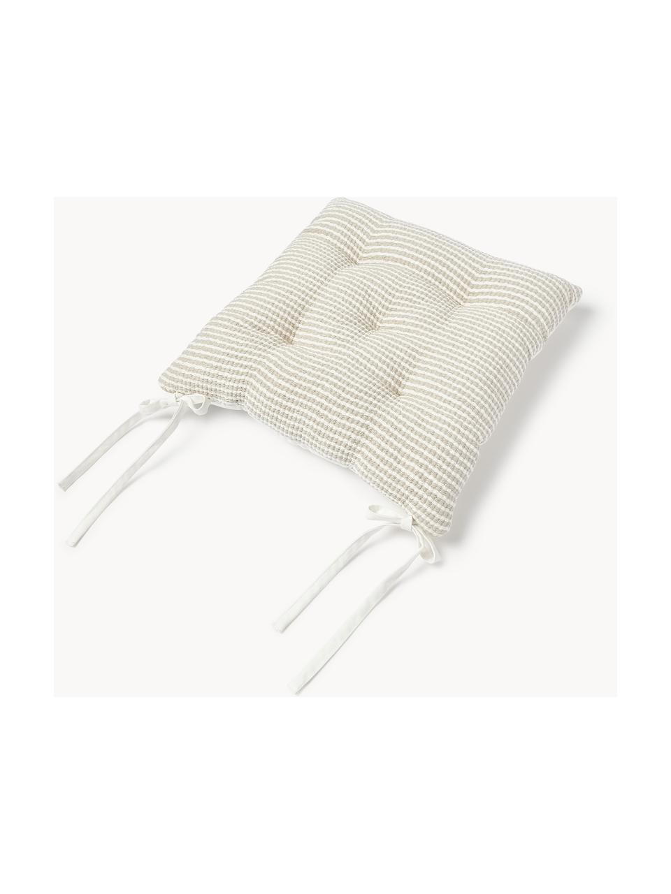 Poduszka na siedzisko z bawełny Silla, 2 szt., Tapicerka: 100% bawełna, Jasny beżowy, biały, S 40 x G 40 cm