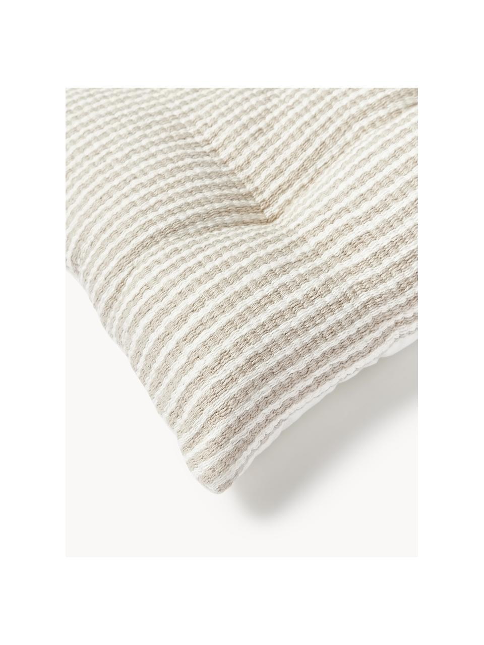 Coperta fatta a mano in lana grossa con frange Belen, Rivestimento: 100% cotone, Bianco latte, Larg. 40 x Lung. 40 cm