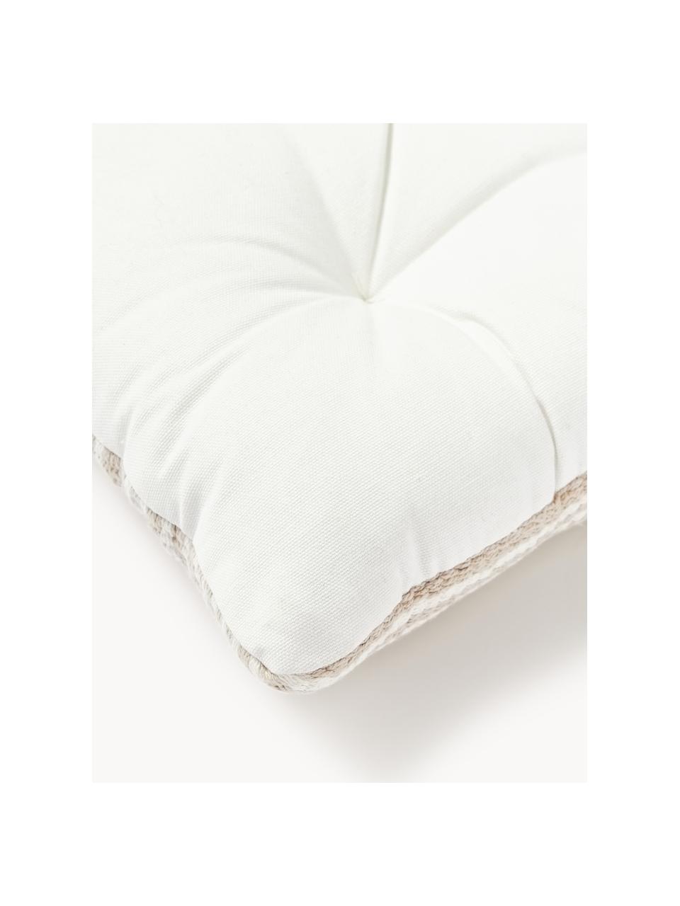Cojines de asiento de algodón a rayas Silla, 2 uds., Funda: 100% algodón, Beige claro, blanco, An 40 x L 40 cm