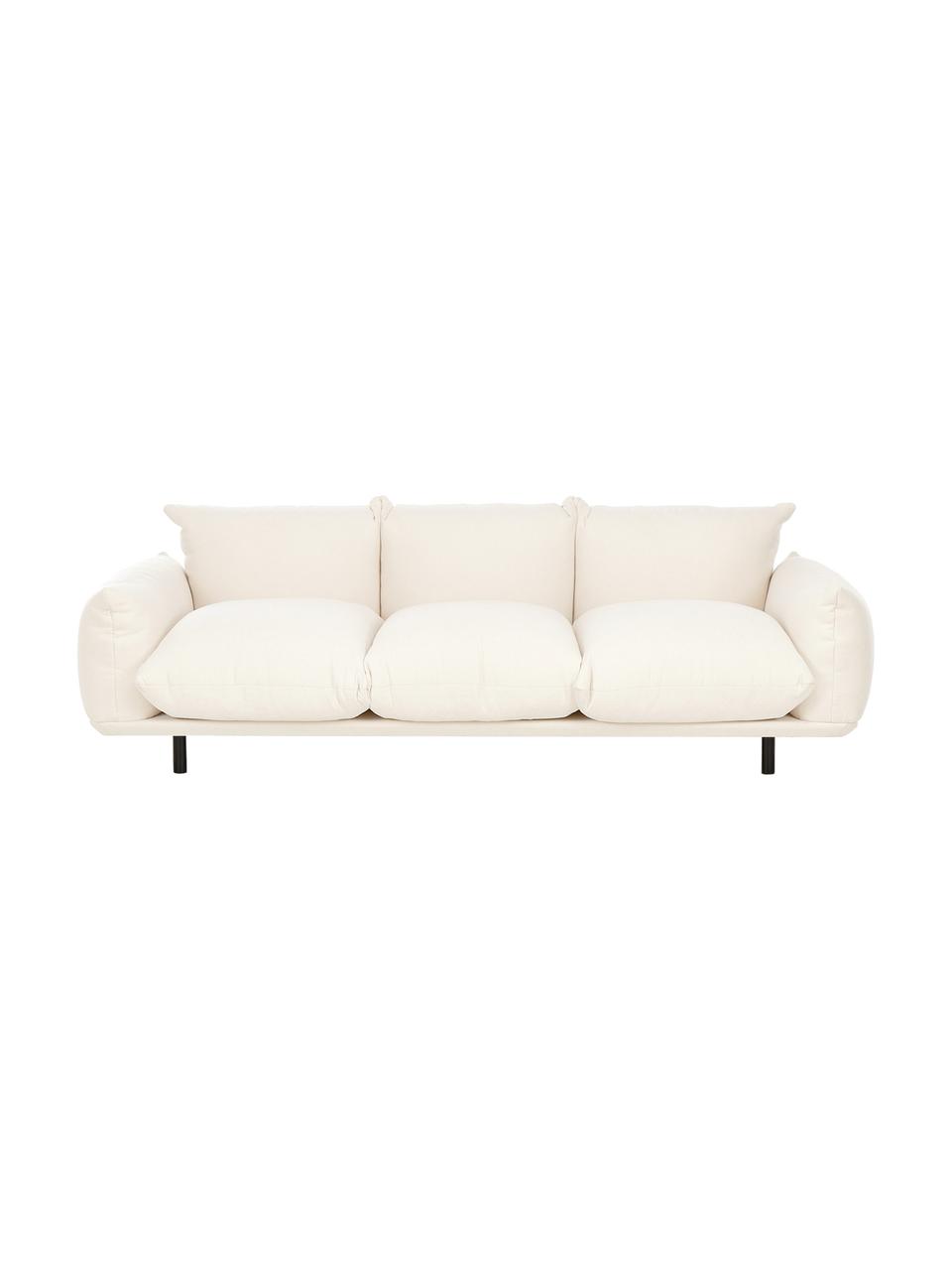 Sofa Saga (3-Sitzer) in Beige mit Metall-Füßen, Bezug: 100% Polyester 35.000 Sch, Gestell: Massives Birkenholz, Füße: Metall, pulverbeschichtet, Webstoff Beige, B 232 x T 103 cm