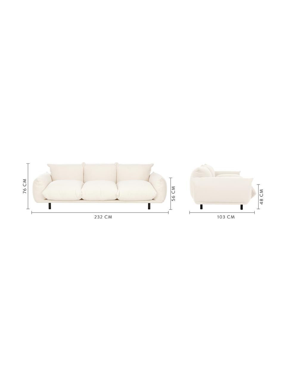 Sofa Saga (3-Sitzer) in Beige mit Metall-Füßen, Bezug: 100% Polyester 35.000 Sch, Gestell: Massives Birkenholz, Füße: Metall, pulverbeschichtet, Webstoff Beige, B 232 x T 103 cm