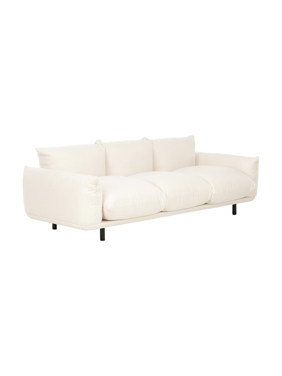 Sofa Saga (3-Sitzer) in Beige mit Metall-Füssen, Bezug: 100% Polyester 35.000 Sch, Gestell: Massives Birkenholz, Webstoff Beige, B 232 x T 103 cm