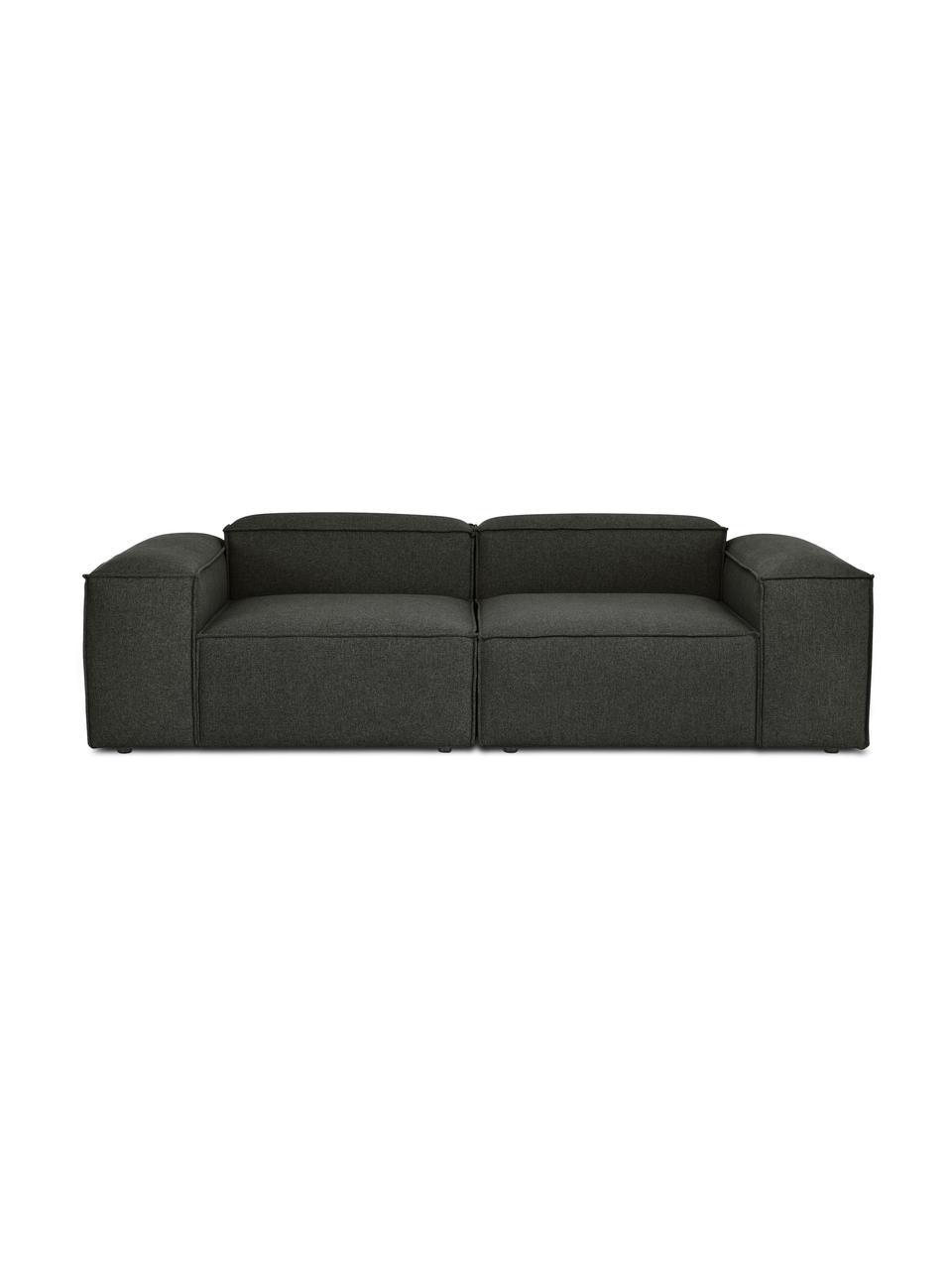 Modulares 3-Sitzer Sofa Dylan in Anthrazit, Bezug: 100% Polyester Der strapa, Gestell: Massives Kiefernholz, Spe, Schwarz, B 246 cm x T 113 cm