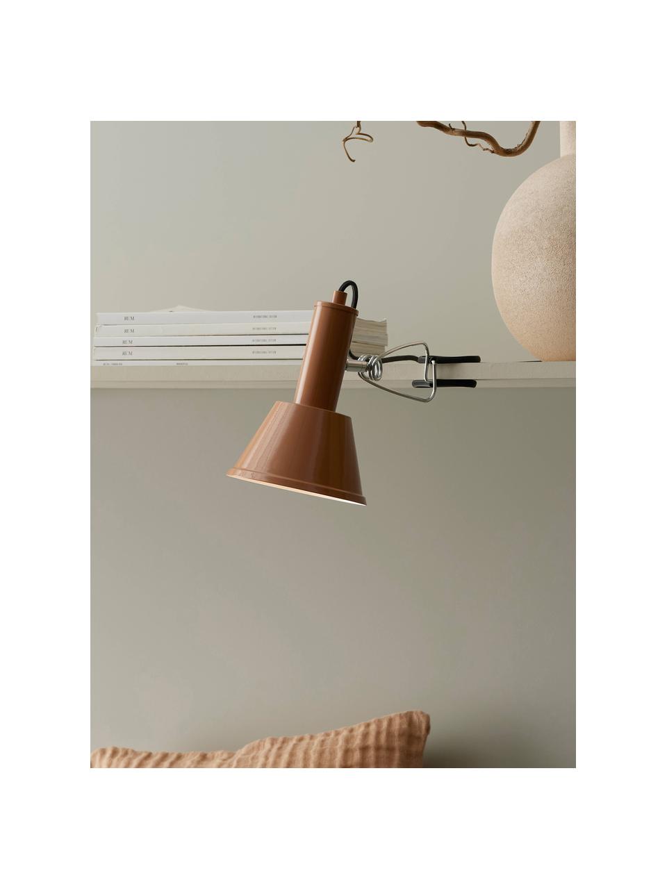 Lampada a morsetto Milou, Lampada: metallo rivestito, Marrone chiaro, Ø 15 x Alt. 35 cm