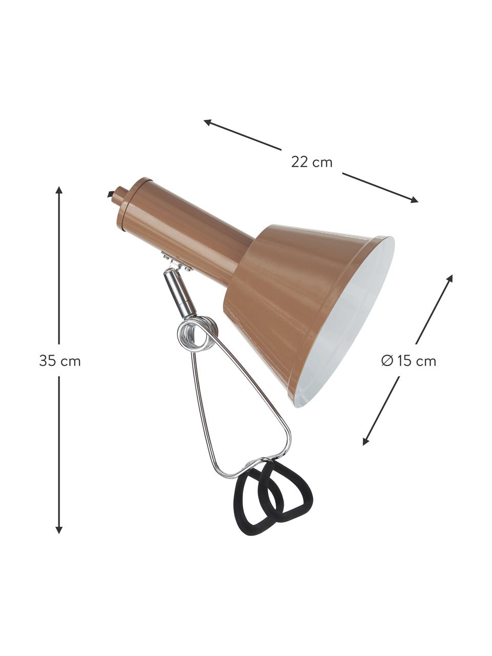 Klemlamp Milou, Lamp: metaal, gecoat, Lichtbruin, Ø 15 x H 35 cm