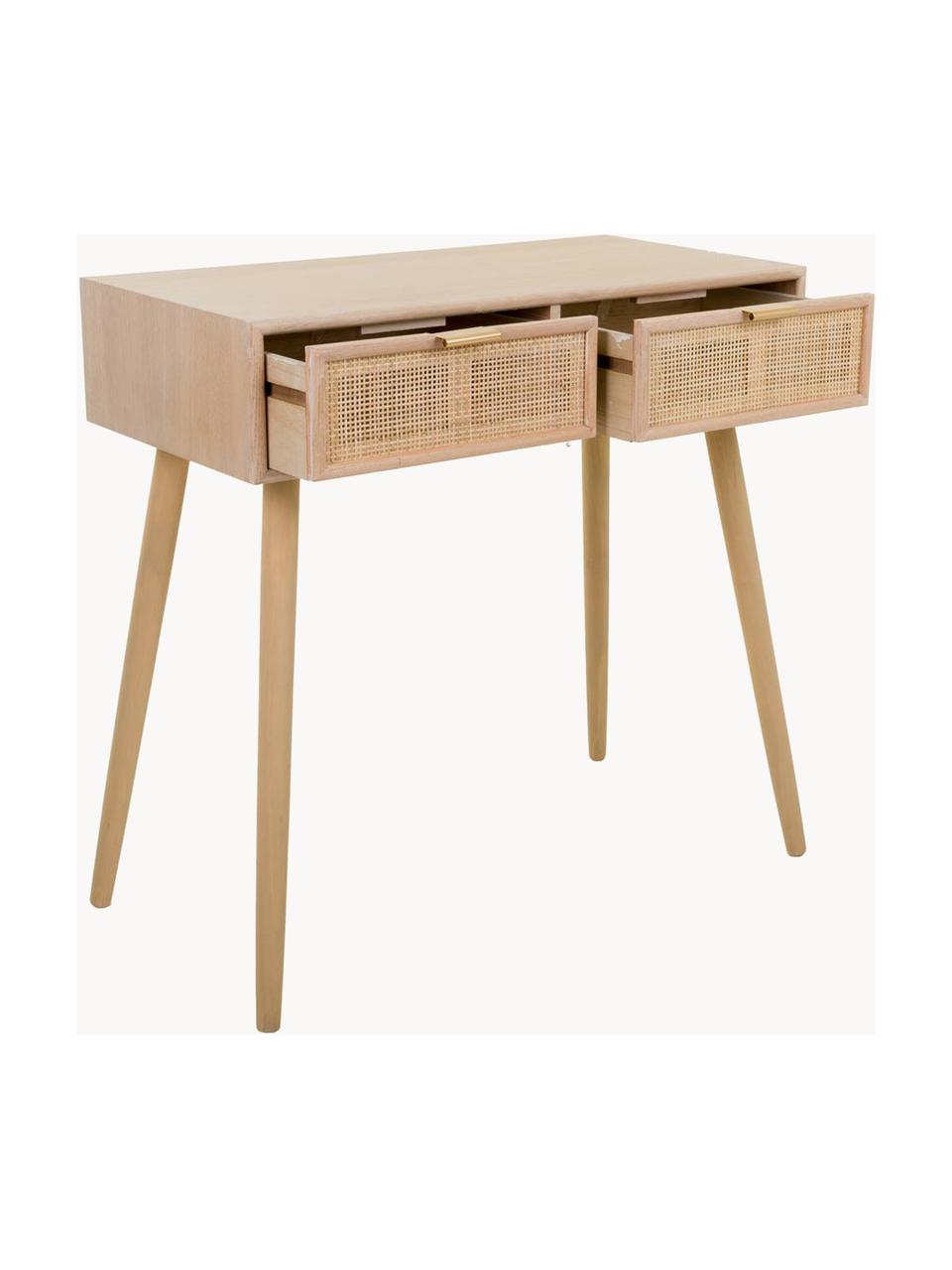 Consola de recibidor de madera Cayetana, Estructura: tablero de fibras de dens, Patas: madera de bambú pintada, Madera, bambú barnizado, An 80 x Al 79 cm