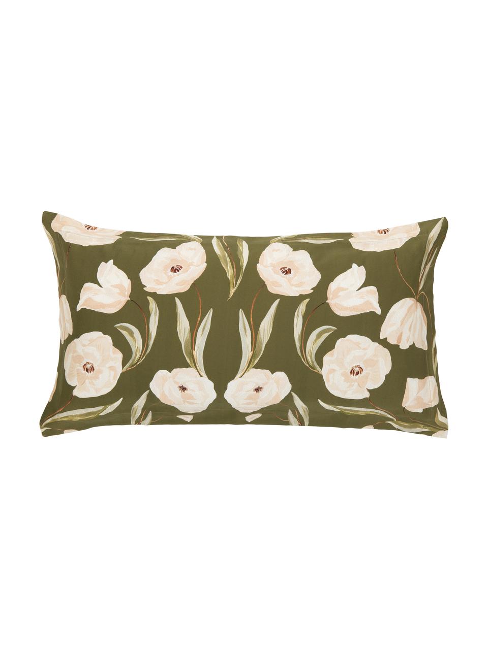 Designer Satin-Kopfkissenbezüge Aimee aus Bio-Baumwolle von Candice Gray, 2 Stück, Webart: Baumwollsatin Fadendichte, Grün, Beige, B 40 x L 80 cm