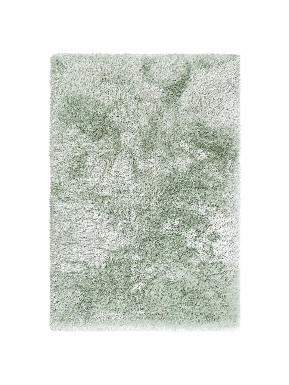 Glanzende hoogpolig vloerkleed Lea in groen, rond, 50% polyester, 50% polypropyleen, Groen, B 160 x L 230 cm (maat M)