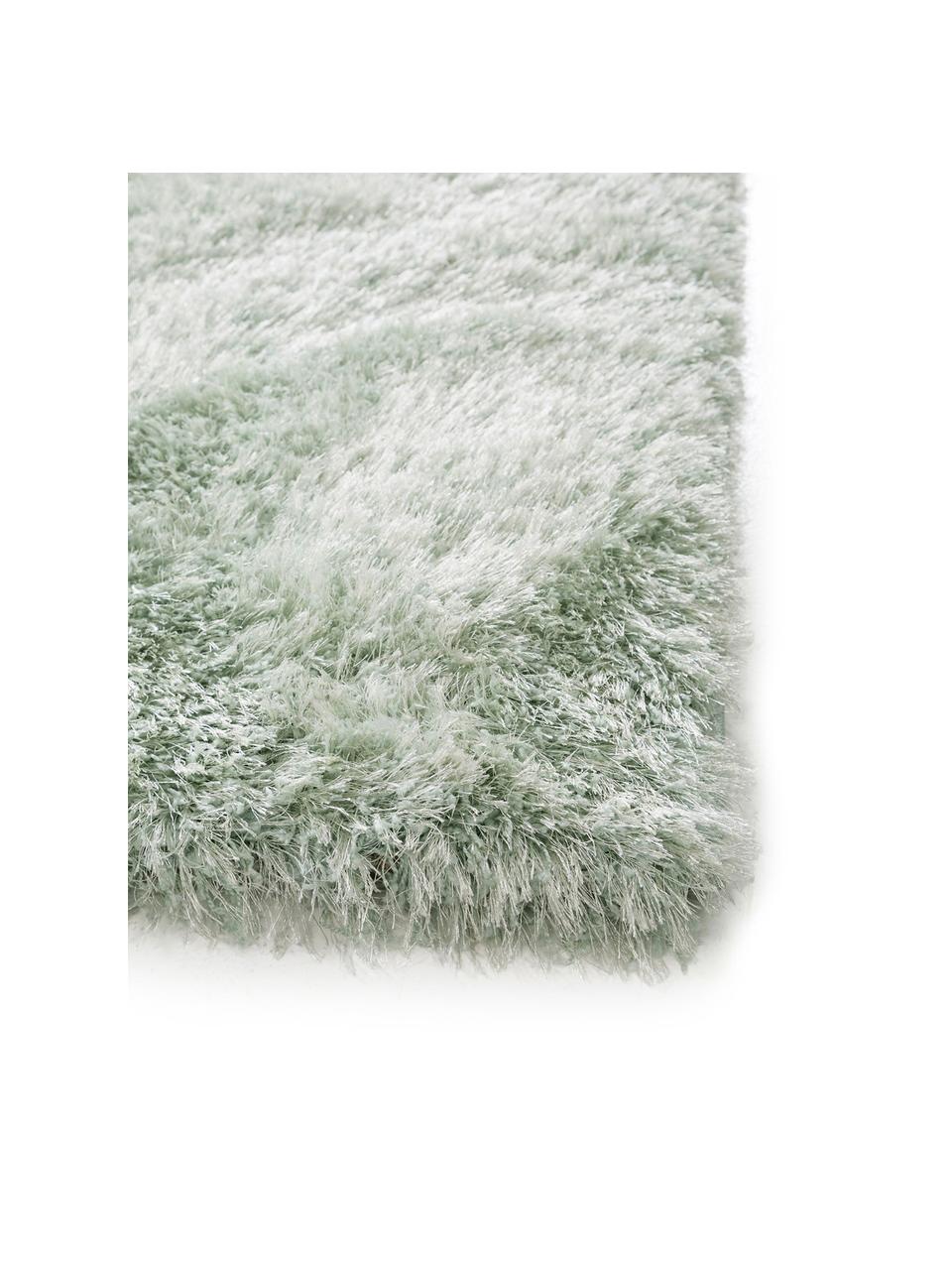 Glanzende hoogpolig vloerkleed Lea in groen, rond, 50% polyester, 50% polypropyleen, Groen, B 160 x L 230 cm (maat M)