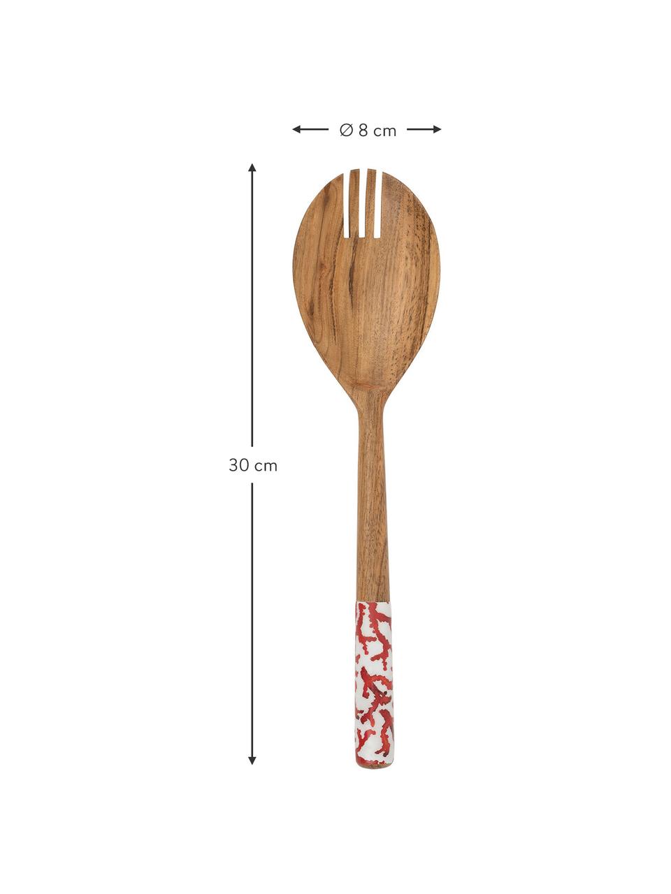 Salatbesteck Estran aus Akazienholz, 2er-Set, Akazienholz, Braun, Rot, Weiß, L 30 cm