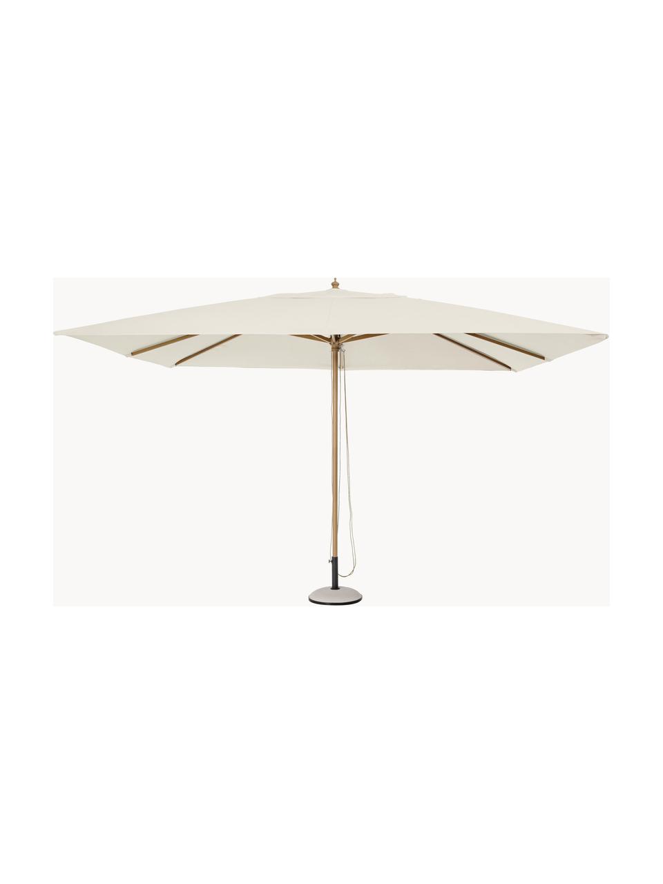 Parasol Eclipse, larg. 400 cm, Blanc crème, aspect bois, larg. 400 x haut. 270 cm