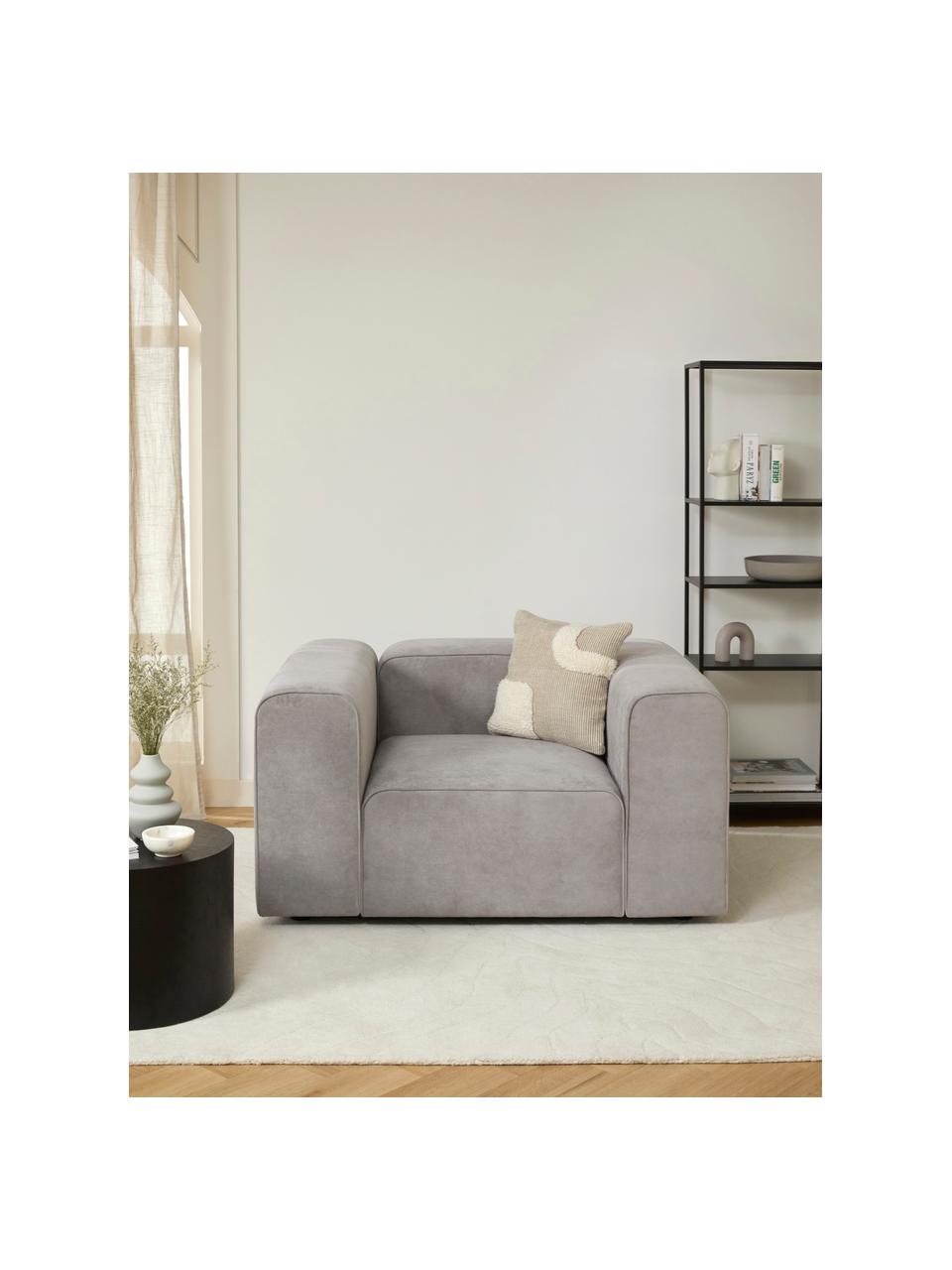 Sillón Lena, Tapizado: tejido (88% poliéster, 12, Estructura: madera de pino, contracha, Patas: plástico, Tejido gris claro, An 134 x F 106 cm