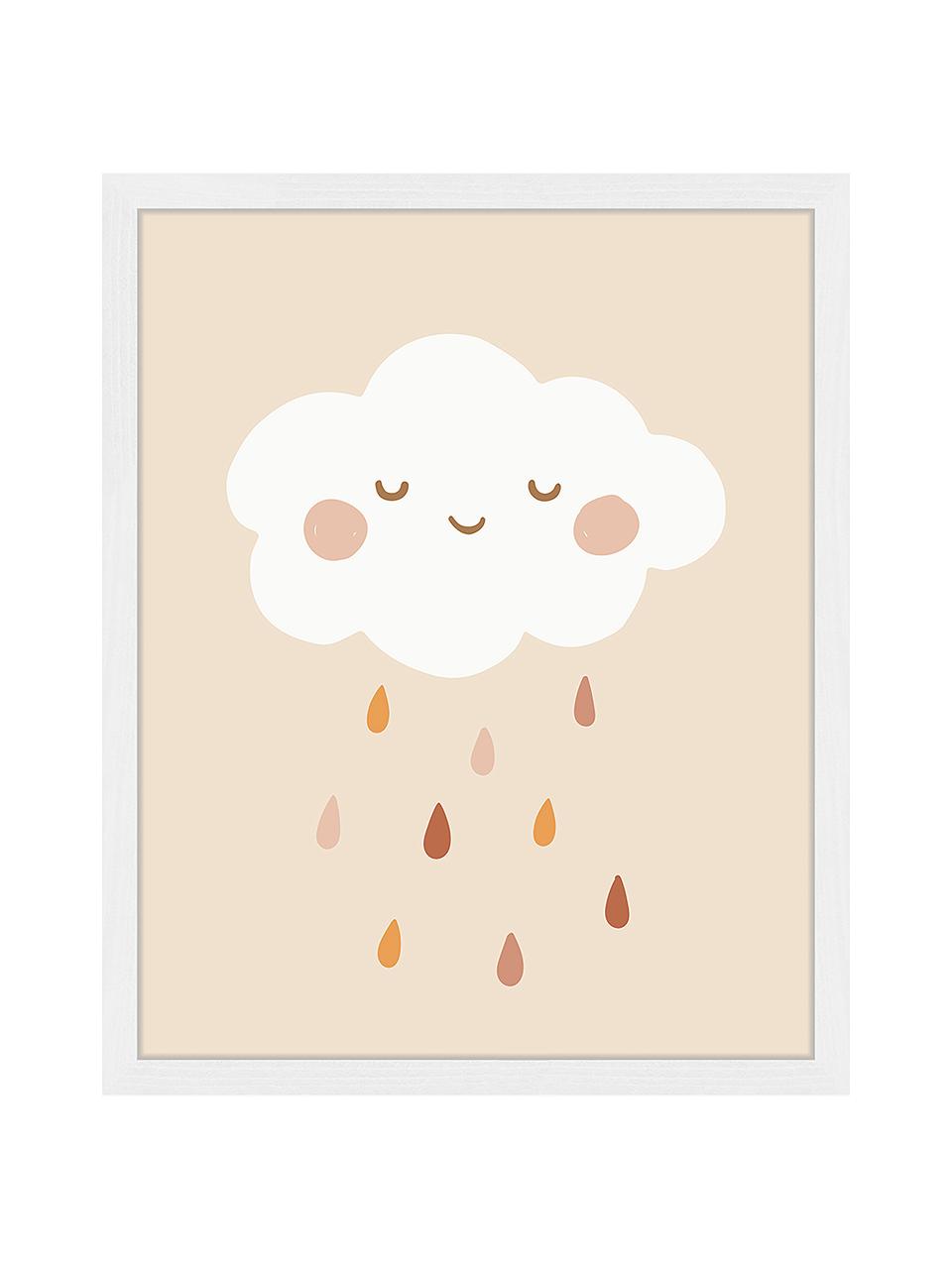 Digitálna tlač s rámom Lovely Rain, Biela, svetlobéžová, tóny hnedej, Š 43 x V 53 cm