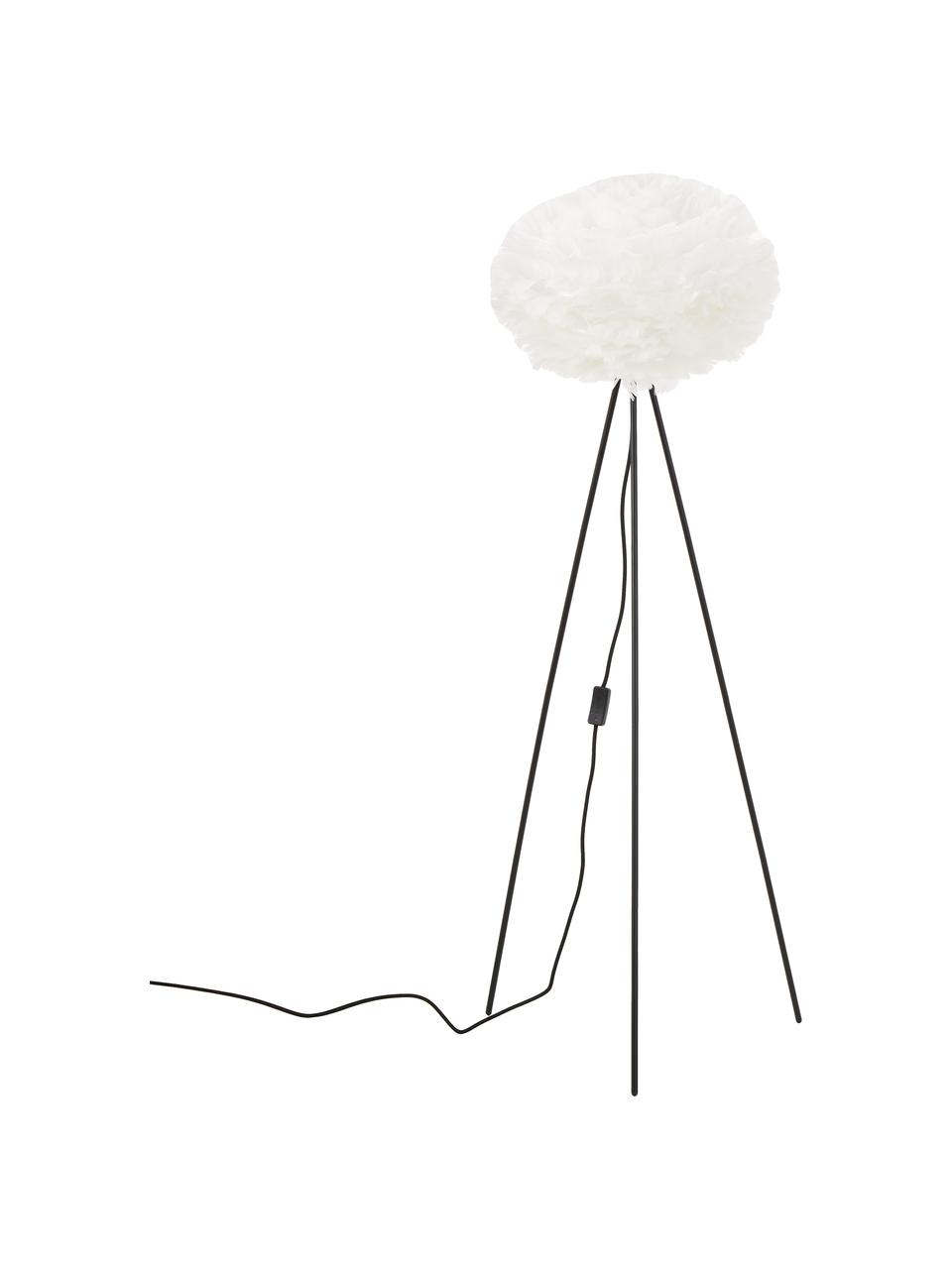 Lampadaire trépied design plumes Eos, Blanc, noir