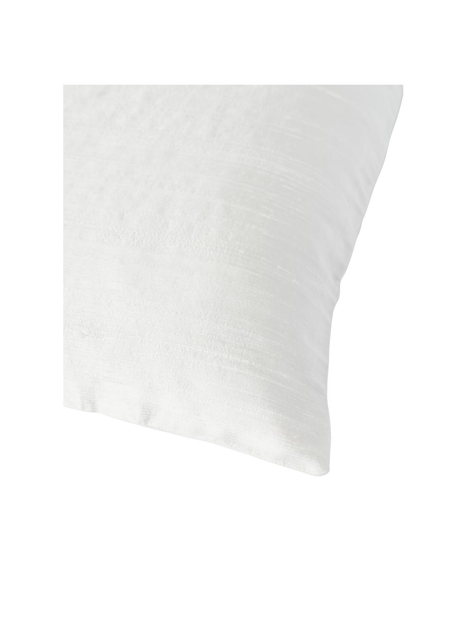 Funda de cojín de algodón y seda Aryane, Parte delantera: 100% seda, Parte trasera: 100% algodón, Blanco, An 45 x L 45 cm