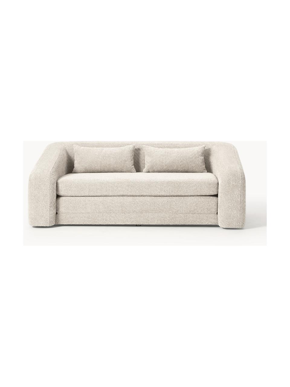 Schlafsofa Eliot (2-Sitzer) aus Teddy-Bouclé, Bezug: Teddy-Bouclé (100 % Polye, Gestell: Spanplatte, Kiefernholz, Teddy-Bouclé Off White, B 180 x T 100 cm