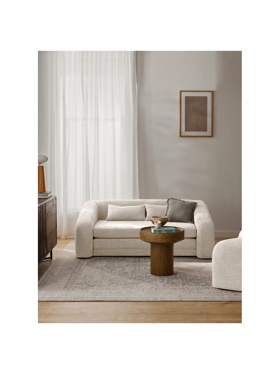 Divano letto 2 posti 133x80 cm in tessuto teddy bianco con schienale  regolabile in 6 posizioni 