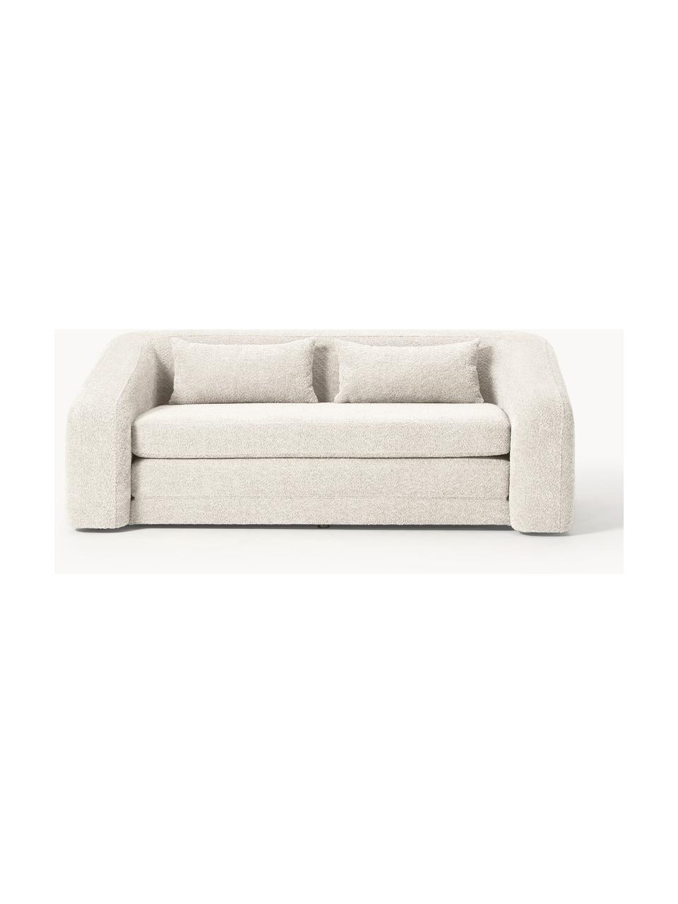 Schlafsofa Eliot (2-Sitzer) aus Teddy-Bouclé, Bezug: Teddy-Bouclé (100 % Polye, Gestell: Spanplatte, Kiefernholz, Füße: Kunststoff Dieses Produkt, Teddy-Bouclé Off White, B 180 x T 100 cm