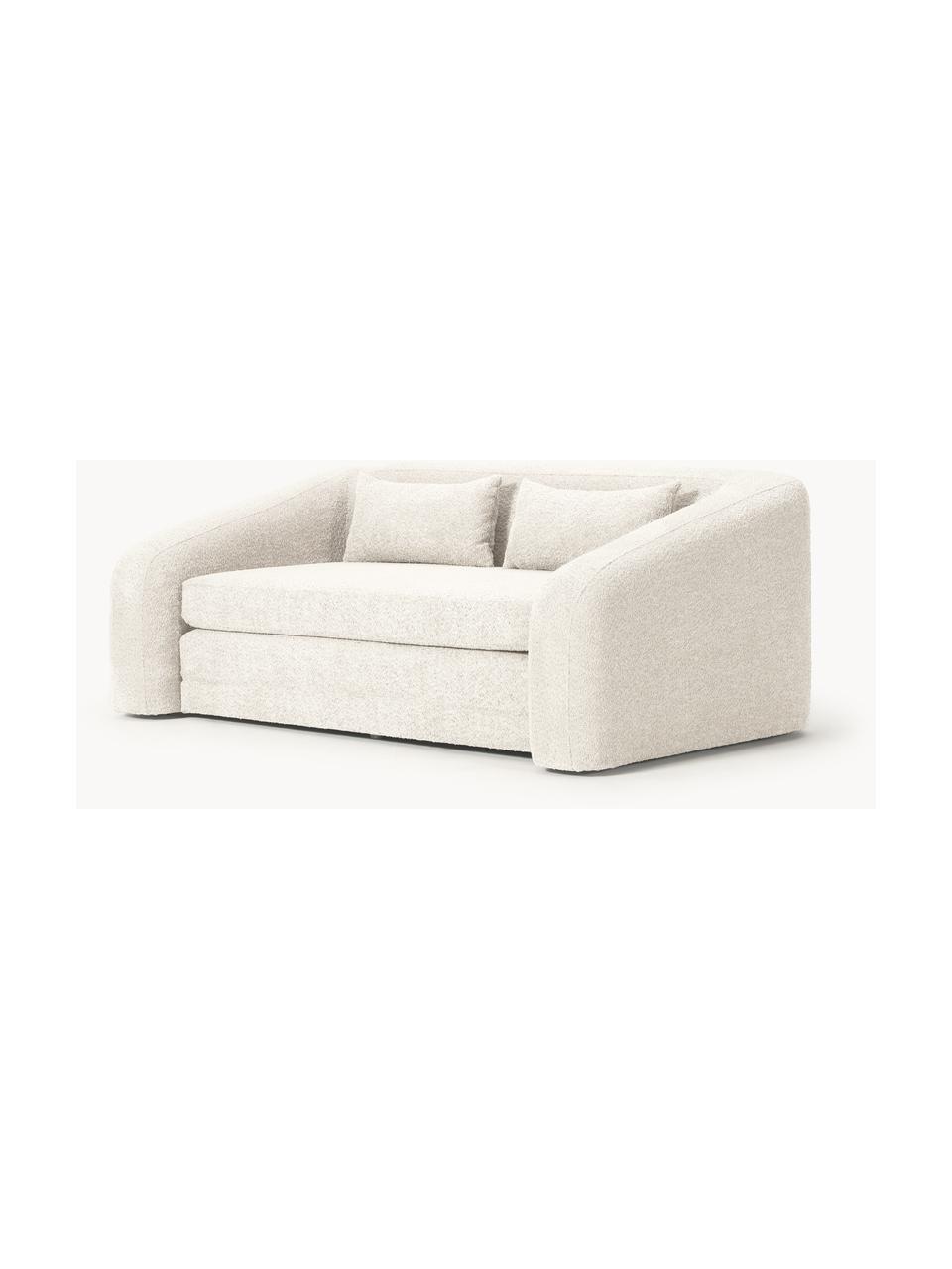 Schlafsofa Eliot (2-Sitzer) aus Teddy-Bouclé, Bezug: Teddy-Bouclé (100 % Polye, Gestell: Spanplatte, Kiefernholz, Füße: Kunststoff Dieses Produkt, Teddy-Bouclé Off White, B 180 x T 100 cm