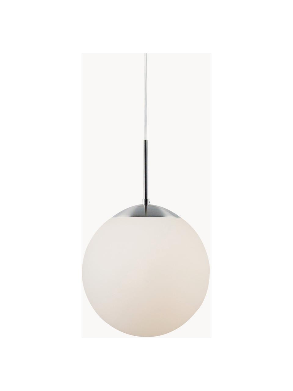 Lampa wisząca ze szkła opalowego Cafe, Biały, odcienie srebrnego, Ø 20 x W 33 cm