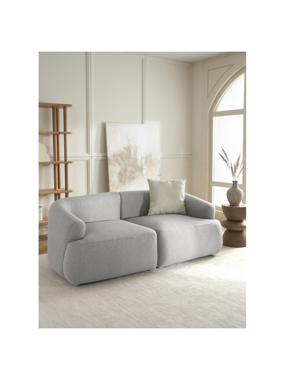 Modulares Sofa Sofia (2-Sitzer), Bezug: 100% Polypropylen Der hoc, Gestell: Massives Kiefernholz, Spa, Füße: Kunststoff, Webstoff Grau, B 192 x T 95 cm