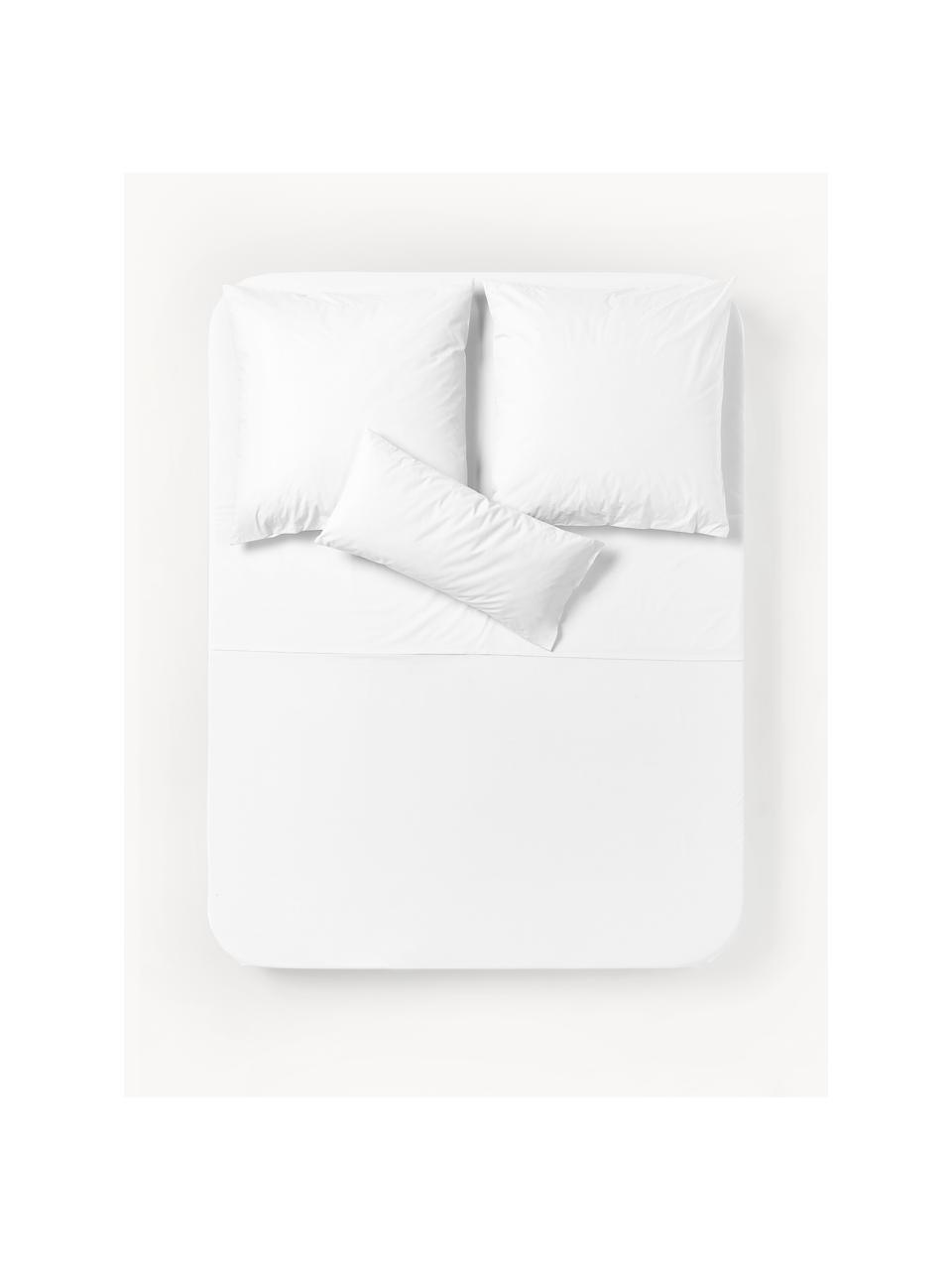 Drap plat en percale de coton Elsie, Blanc, larg. 240 x long. 280 cm