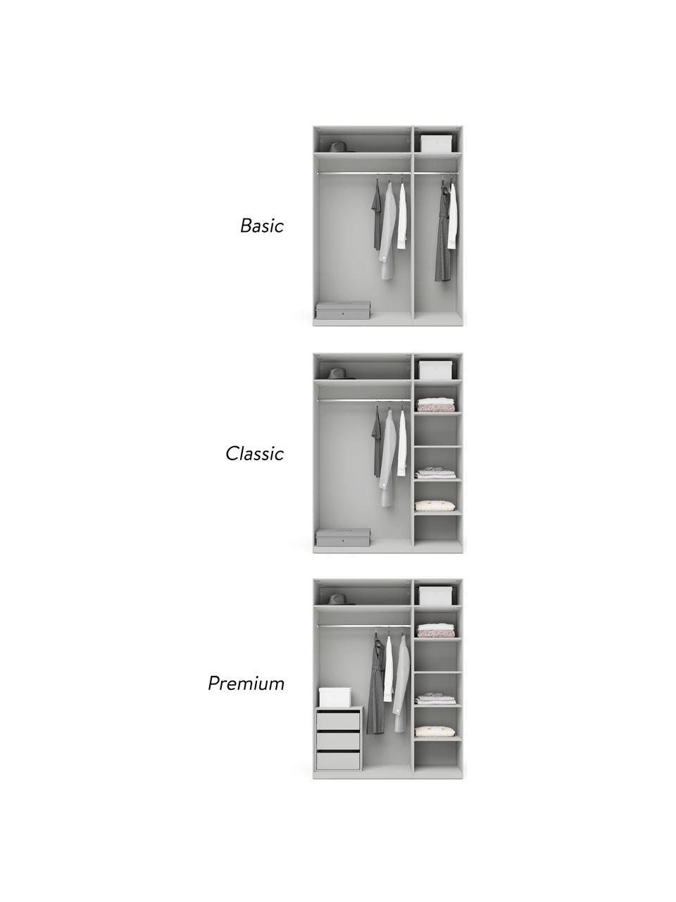 Modularer Drehtürenschrank Charlotte, 150 cm Breite, mehrere Varianten, Korpus: Spanplatte, FSC-zertifizi, Grau, Basic Interior, B 150 x H 200 cm