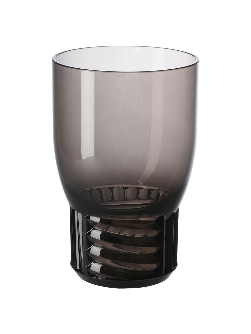 Bicchieri acqua con motivo strutturato Trama 4 pz, Plastica, Grigio trasparente, Ø 9 x Alt. 13 cm, 460 ml