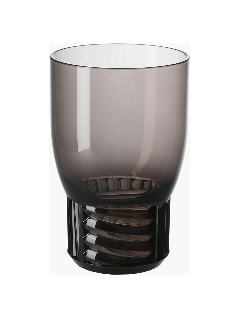 Vasos con relieves Trama, 4 uds., Plástico, Gris transparente, Ø 9 x Al 13 cm, 460 ml