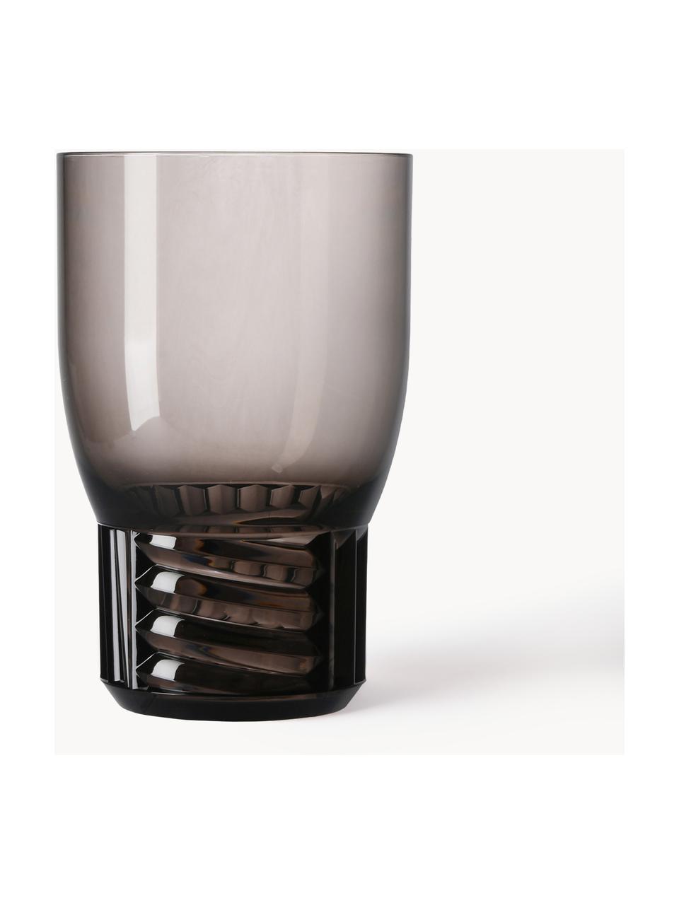 Verres à eau avec surface texturée Trama, 4 pièces, Plastique, Gris, transparent, Ø 9 x haut. 13 cm, 460 ml