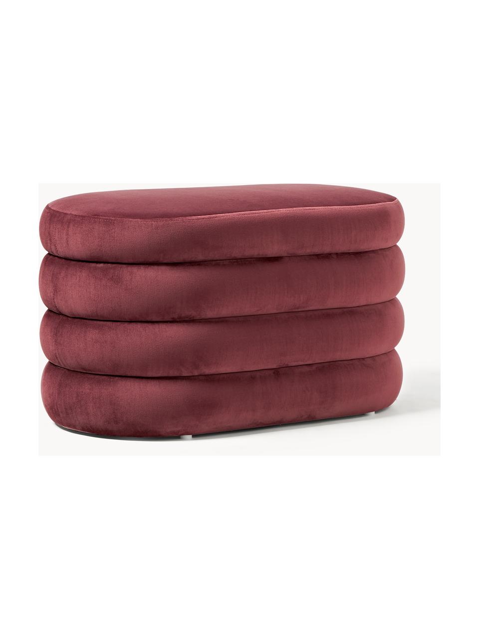 Banquette en velours avec rangement Alto, Velours rouge rouille, larg. 82 x prof. 47 cm