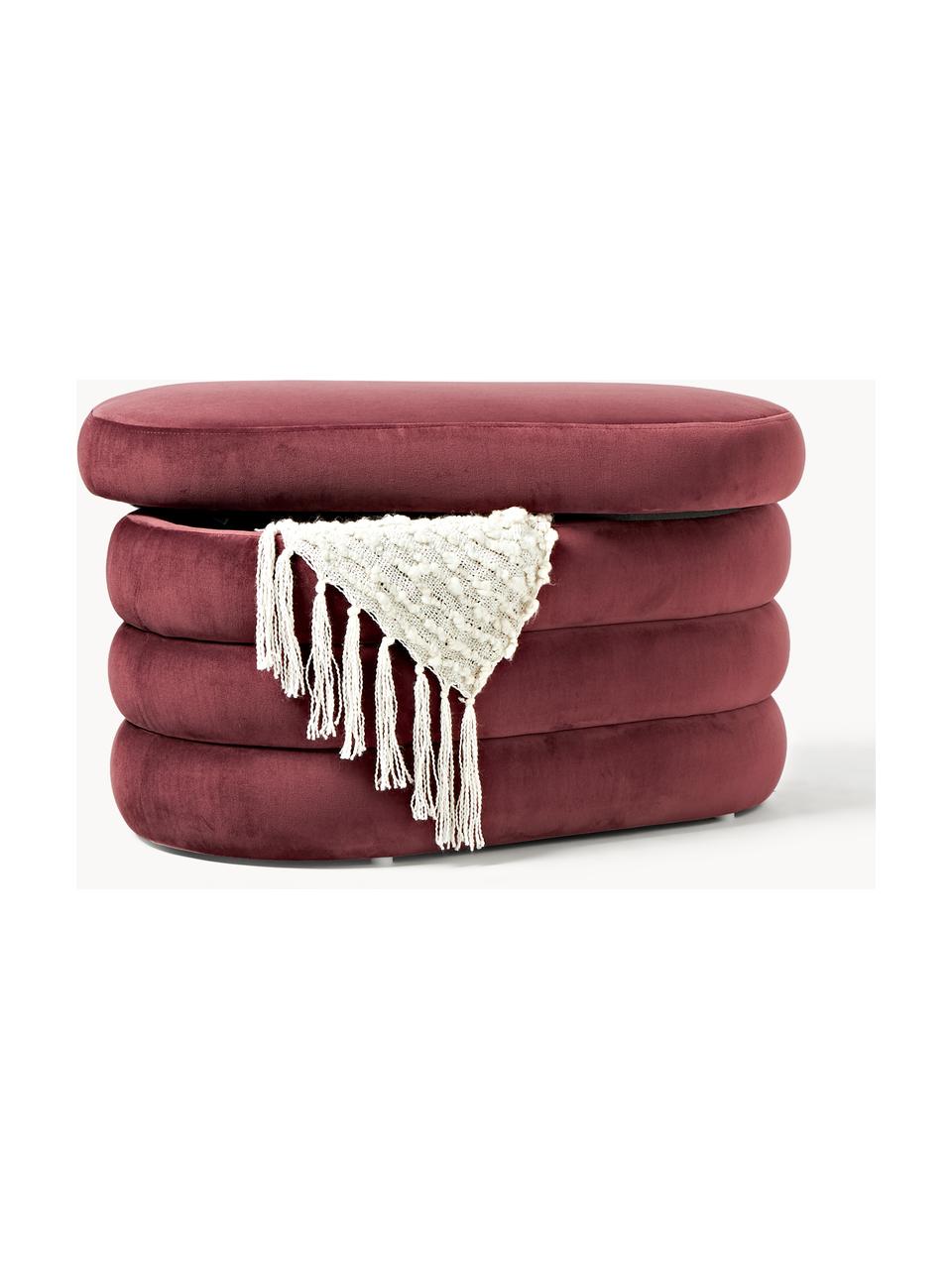 Banquette en velours avec rangement Alto, Velours rouge rouille, larg. 82 x prof. 47 cm