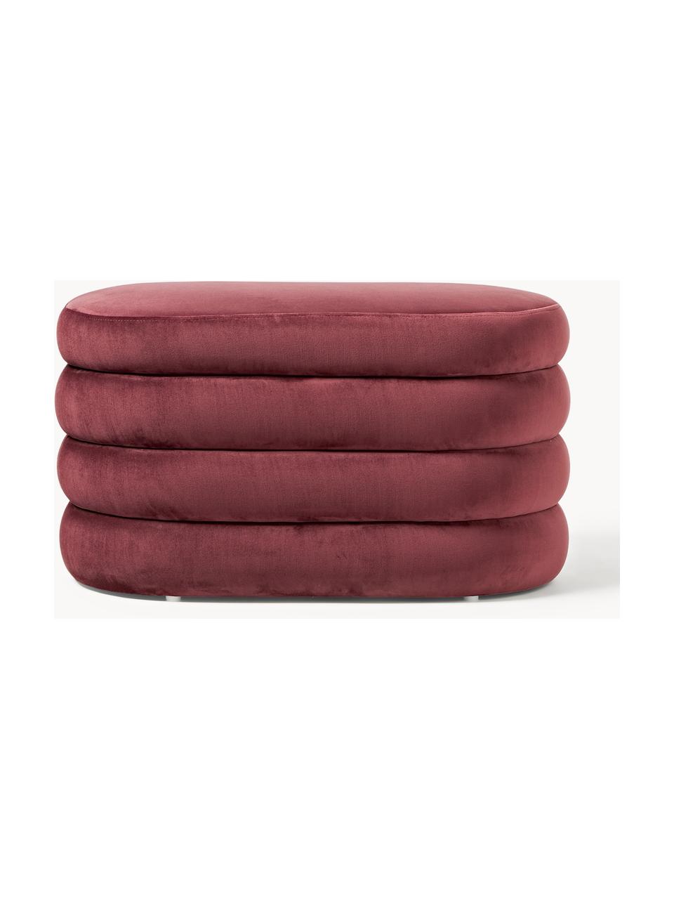 Banquette en velours avec rangement Alto, Velours rouge rouille, larg. 82 x prof. 47 cm