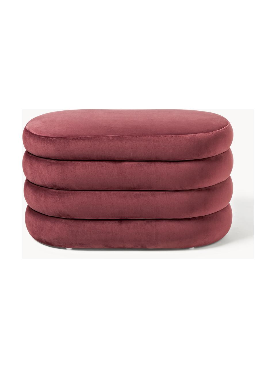 Banquette en velours avec rangement Alto, Velours rouge rouille, larg. 82 x prof. 47 cm