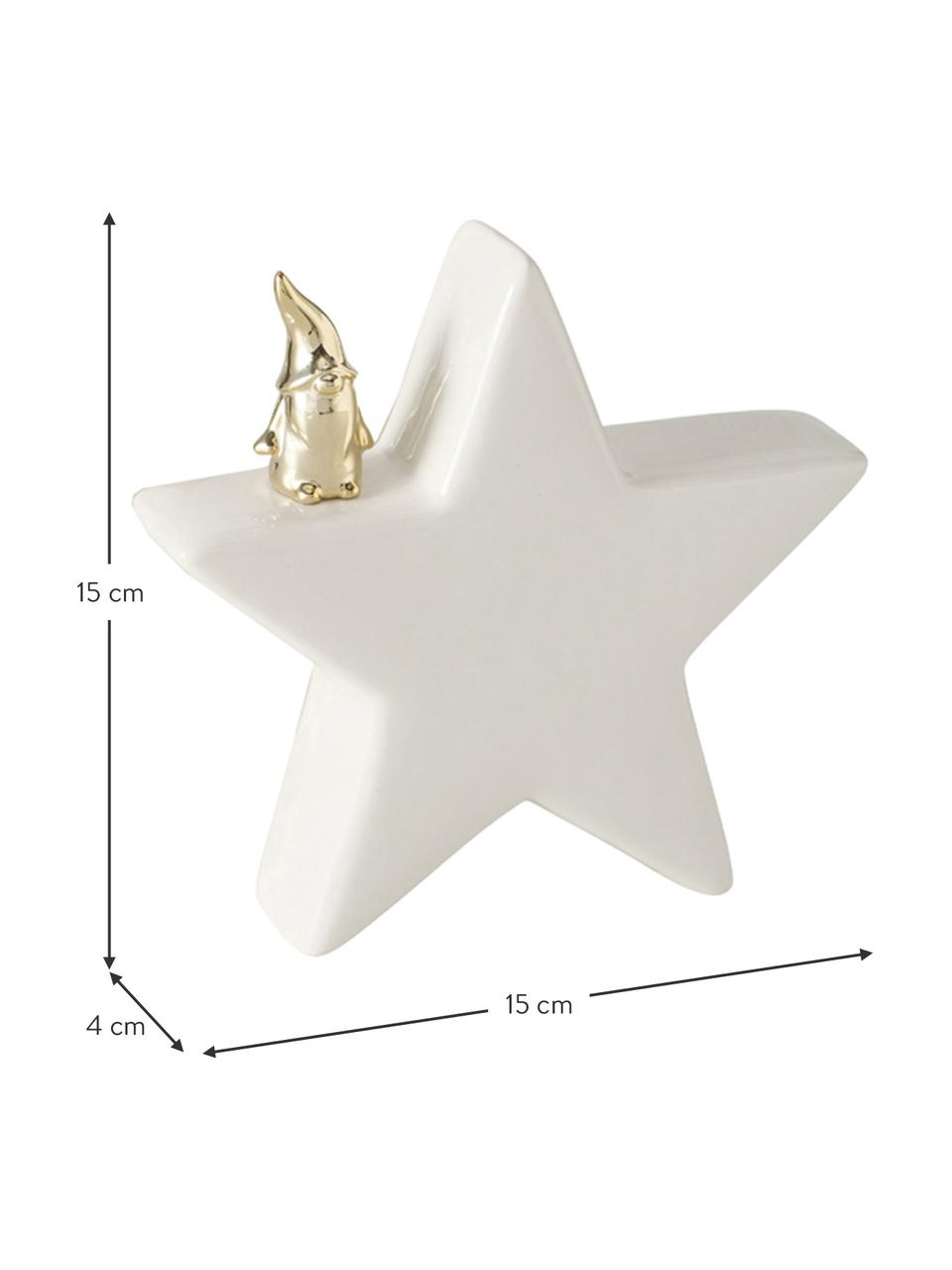 Decoratieve sterren Cornie in wit H 15 cm, 2 stuks, Keramiek, Wit, goudkleurig, B 15 cm x H 15 cm