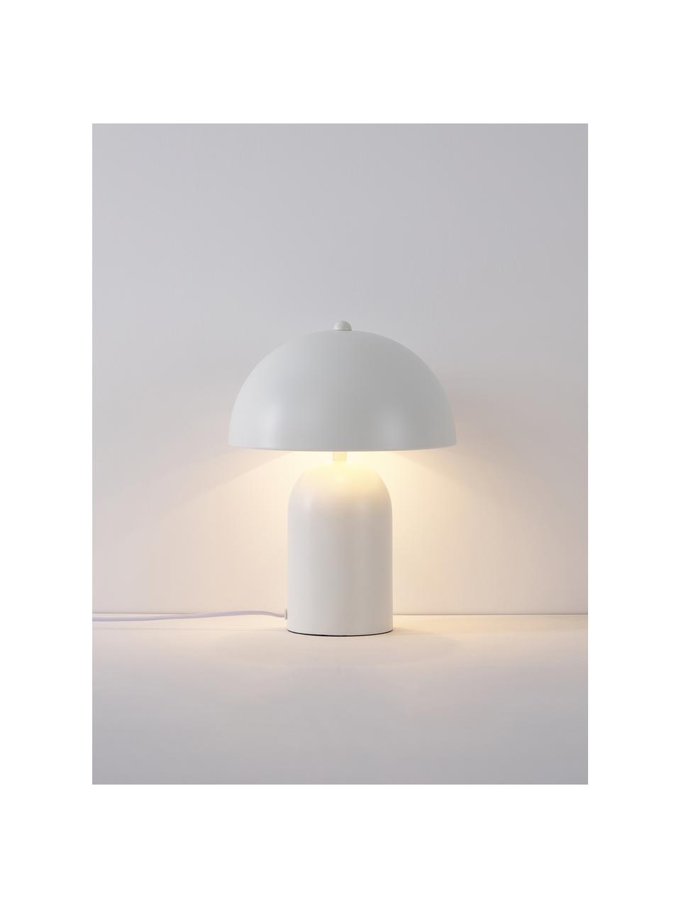 Kleine retro tafellamp Walter, Lampenkap: metaal, Lampvoet: metaal, Wit, Ø 25 x H 34 cm