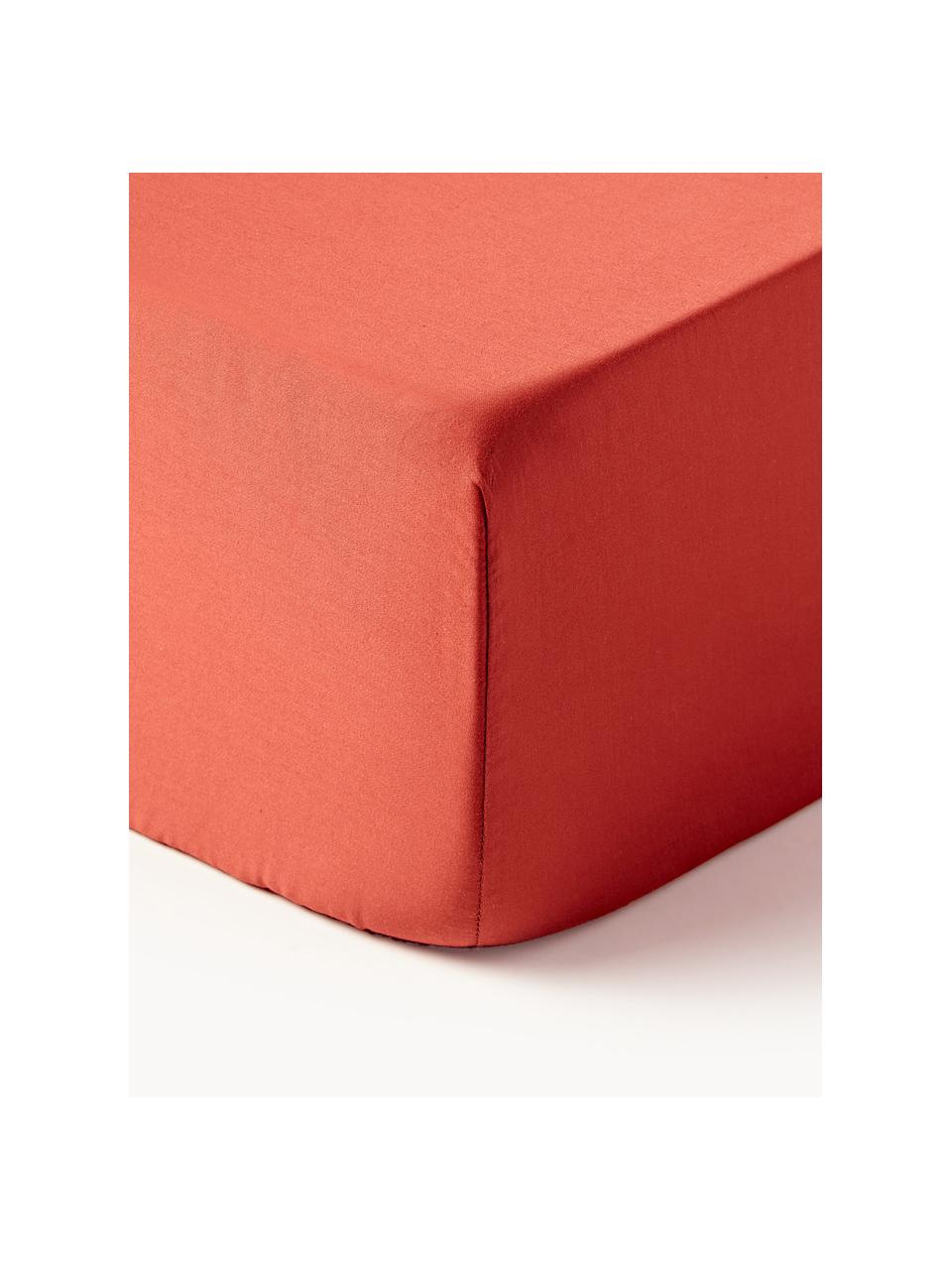 Lenzuolo con angoli boxspring in raso di cotone Comfort, Roso ruggine, Larg. 90 x Lung. 200 cm, Alt. 35 cm