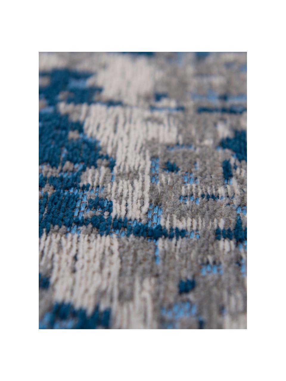 Alfombra Griff, estilo vintage, Parte superior: 85% algodón, 15% poliéste, Reverso: mezcla de algodón, recubi, Tonos azules y grises, An 80 x L 150 cm (Tamaño XS)