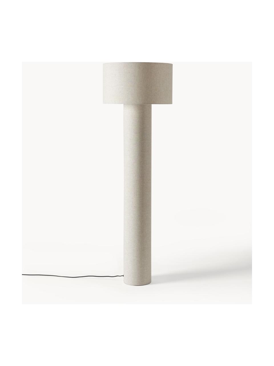 Lampadaire en lin Ron, Beige clair, haut. 149 cm