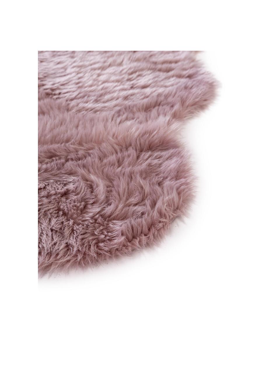Pluizige imitatie schapenvacht Elmo in roze, glad, Bovenzijde: 50% acryl, 50% polyester, Onderzijde: polyester, Roze, B 140 x L 200 cm (maat S)