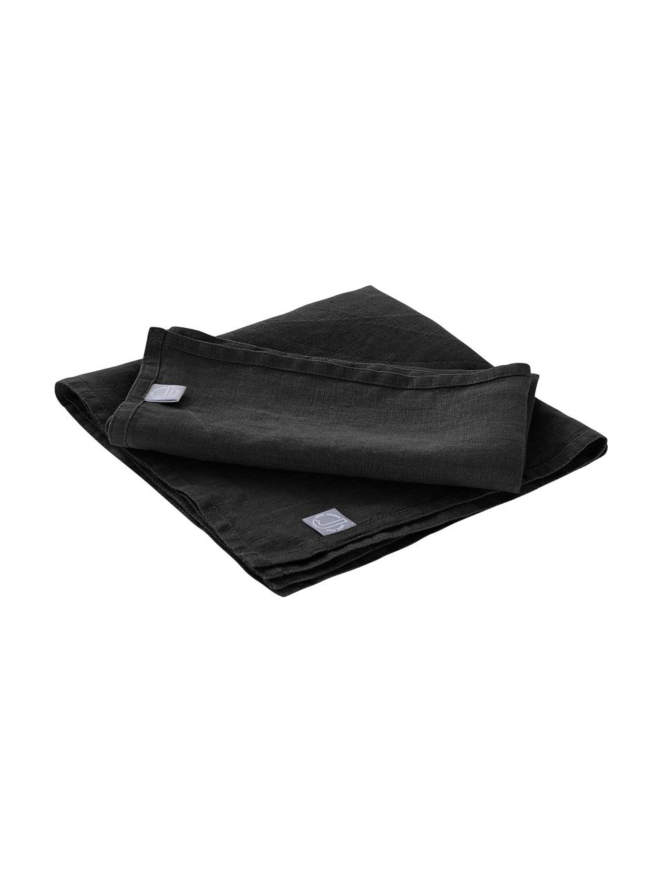 Servilletas de lino Hedda, 2 uds., Lino, Negro, L 31 cm